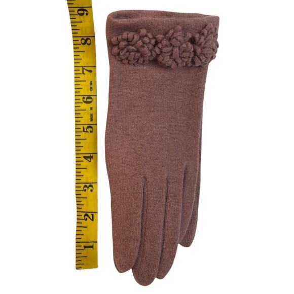 Mauve Knit Gloves With Floral Details Size S/M - Picture 4 of 4